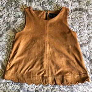 Suede Scalloped Hem Tank